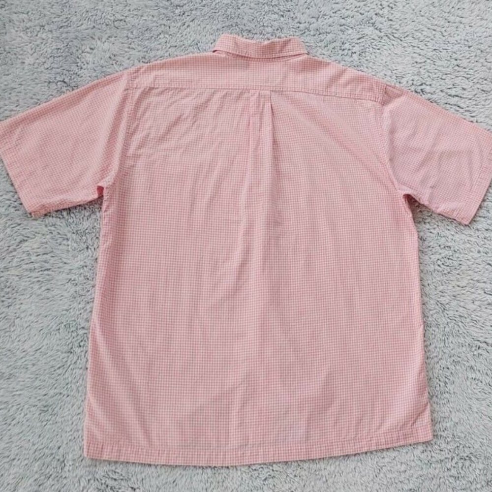 Izod MEDIUM Bundle of 2 Button Up Short Sleeve Men Pink Shirts Striped & Plaid - Picture 10 of 12